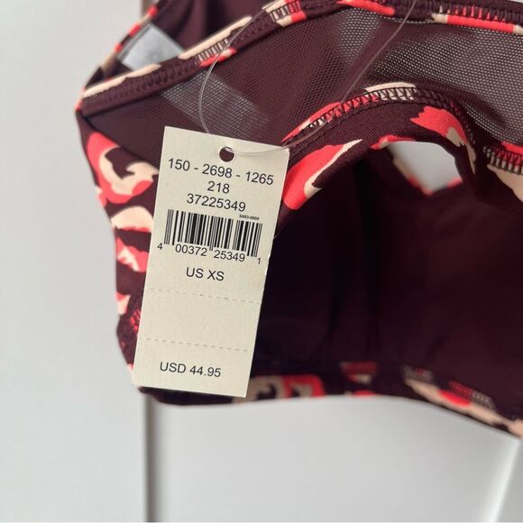 Aerie Offline Leopard Print Mesh Back Plunge Sports Bra Red Pink XS‎ NEW - Picture 5 of 9